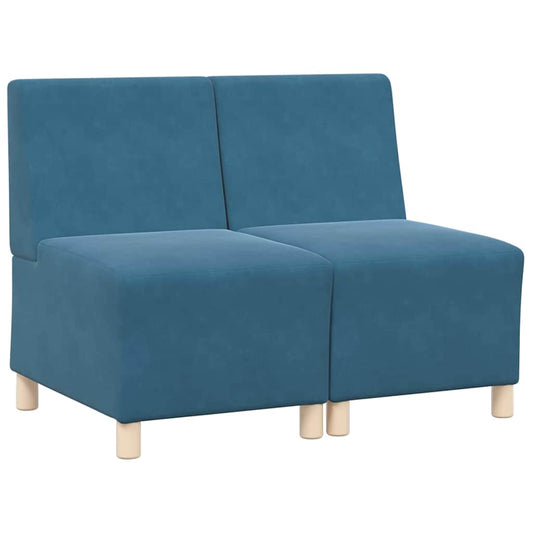 Modulares Armfreies Sofa 2 pcs Blau 55 x 74 x 82 cm Samt