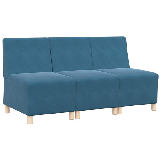 Modulares Armfreies Sofa 3 pcs Blau 55 x 74 x 82 cm Samt