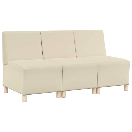 Modulares Armfreies Sofa 3 pcs Creme 55 x 74 x 82 cm Kunstleder