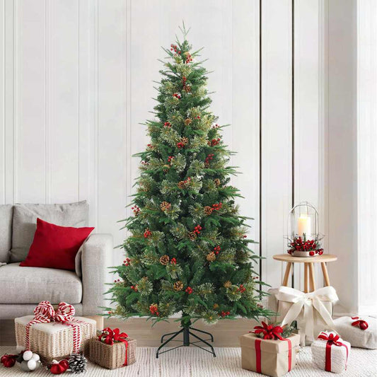 Künstlicher klappbarer Weihnachtsbaum mit Ständer Grün 210 cm