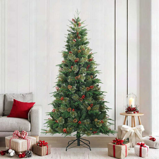 Künstlicher klappbarer Weihnachtsbaum mit Ständer Grün 240 cm