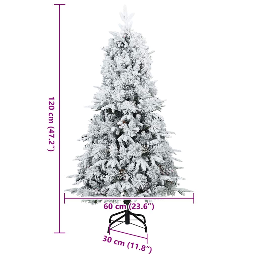 Künstlicher klappbarer Weihnachtsbaum Grün und Weiß 120 cm
