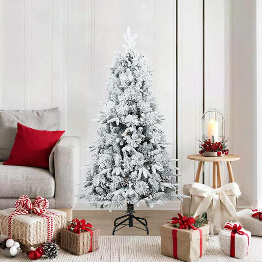 Künstlicher Scharnier-Weihnachtsbaum schneebedeckt Weiß 150 cm