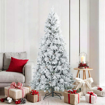 Künstlicher Scharnier-Weihnachtsbaum schneebedeckt Weiß 180 cm