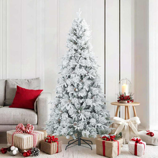Künstlicher Scharnier-Weihnachtsbaum schneebedeckt Weiß 180 cm