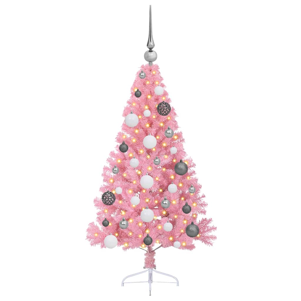 Künstlicher vorbeleuchteter Weihnachtsbaum Rosa 120 cm PVC