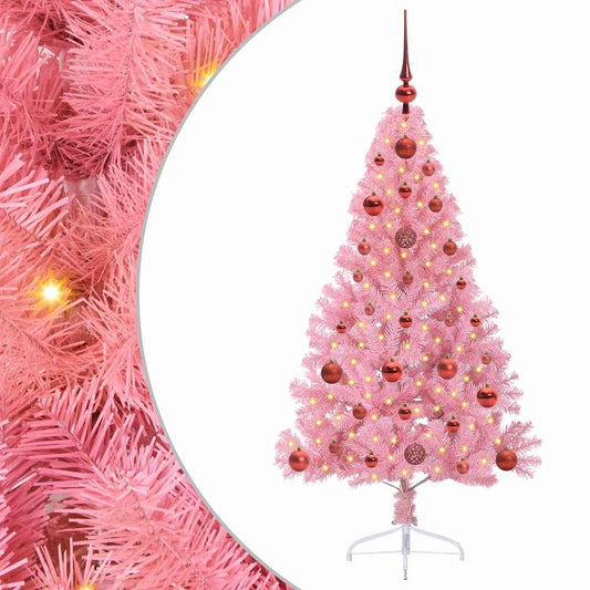 Künstlicher vorbeleuchteter Weihnachtsbaum Rosa 120 cm PVC