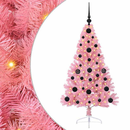 Künstlicher vorbeleuchteter Weihnachtsbaum Rosa 120 cm PVC