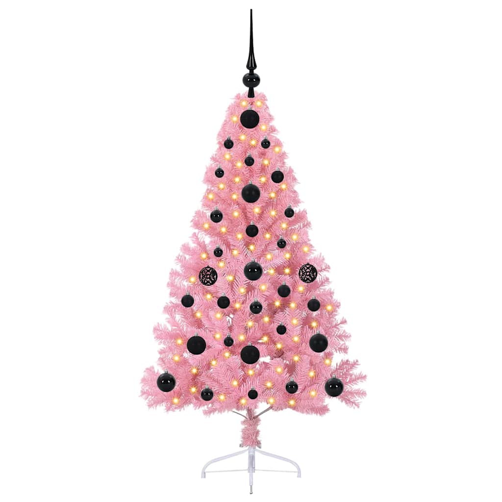 Künstlicher vorbeleuchteter Weihnachtsbaum Rosa 120 cm PVC