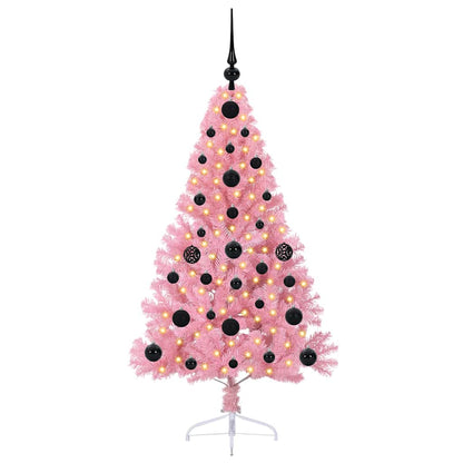 Künstlicher vorbeleuchteter Weihnachtsbaum Rosa 120 cm PVC