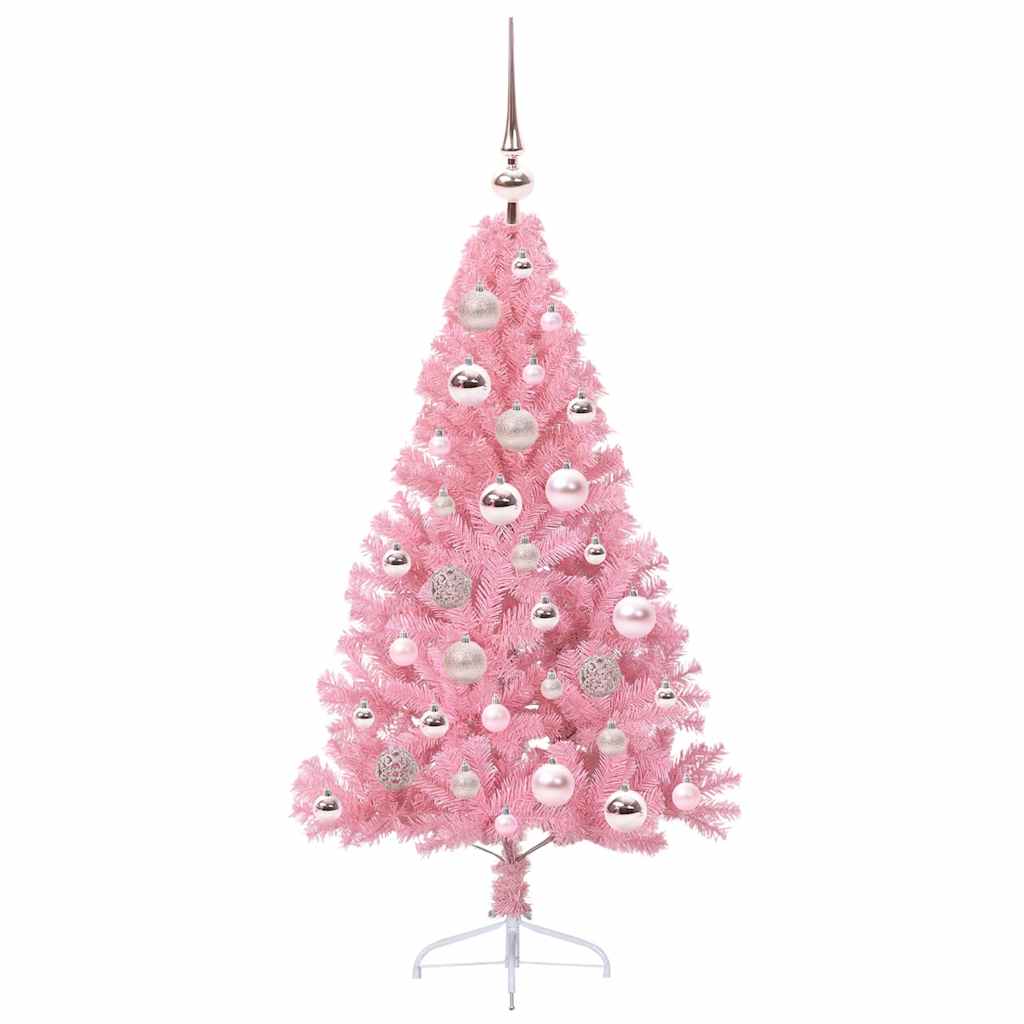Künstlicher vorbeleuchteter Weihnachtsbaum Rosa 120 cm PVC