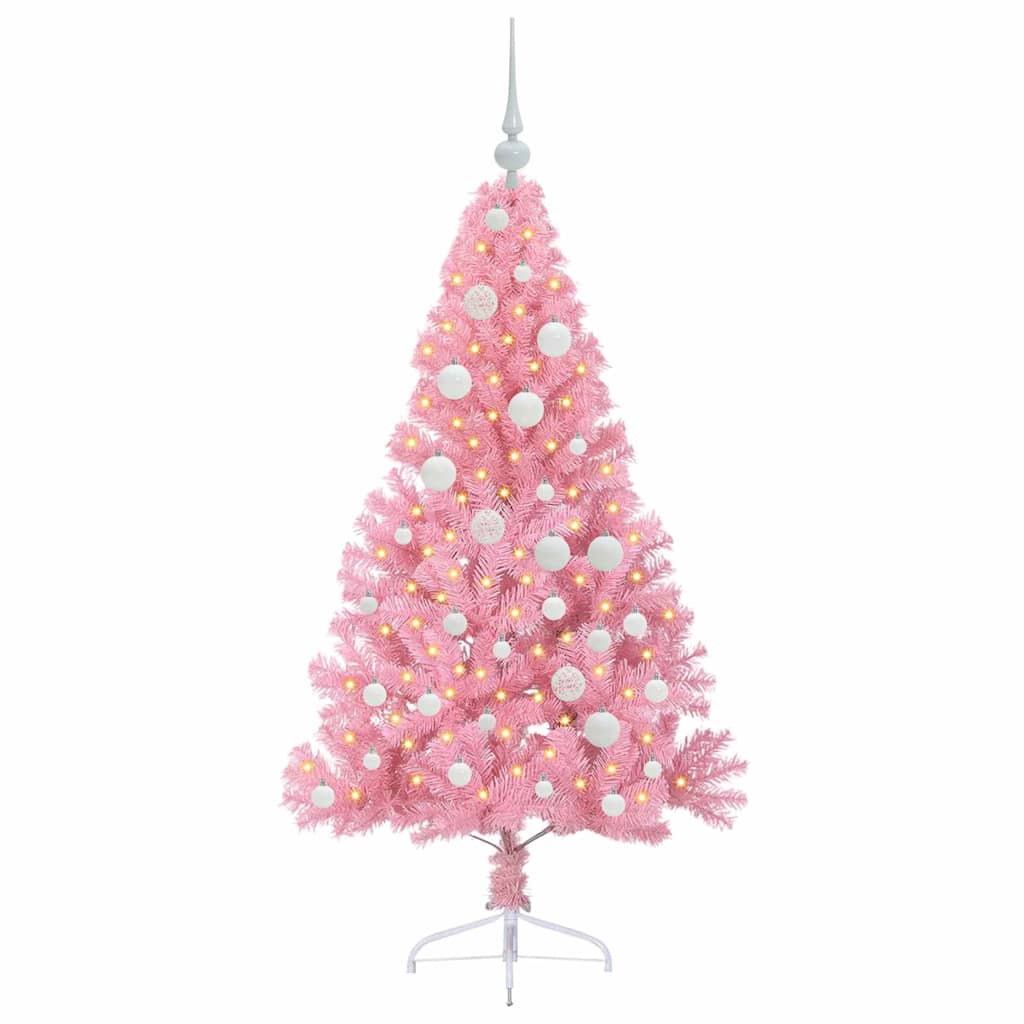 Künstlicher vorbeleuchteter Weihnachtsbaum Rosa 120 cm PVC