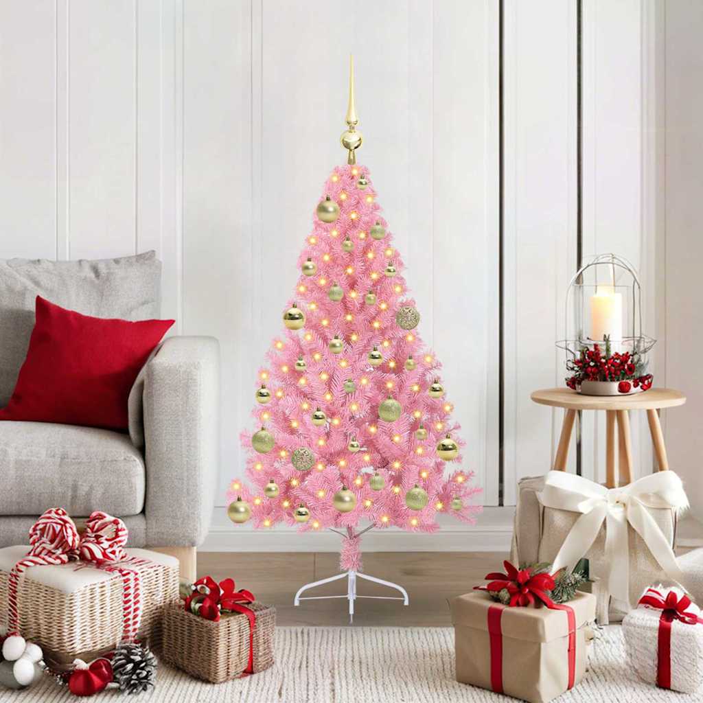 Künstlicher vorbeleuchteter Weihnachtsbaum Rosa 120 cm PVC