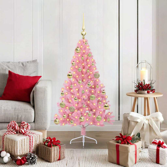 Künstlicher vorbeleuchteter Weihnachtsbaum Rosa 120 cm PVC