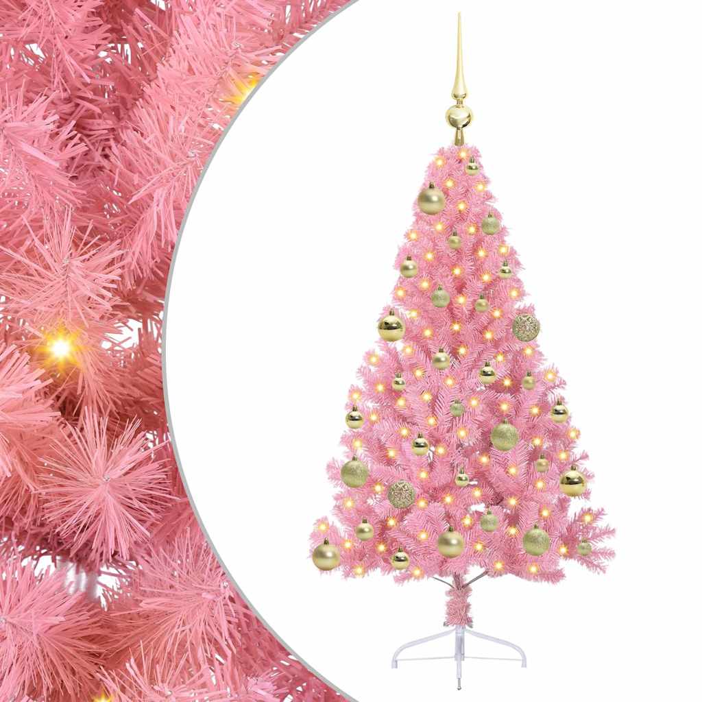 Künstlicher vorbeleuchteter Weihnachtsbaum Rosa 120 cm PVC