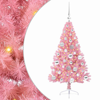 Künstlicher vorbeleuchteter Weihnachtsbaum Rosa 120 cm PVC