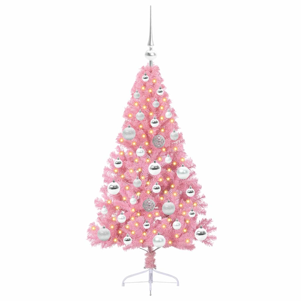 Künstlicher vorbeleuchteter Weihnachtsbaum Rosa 120 cm PVC