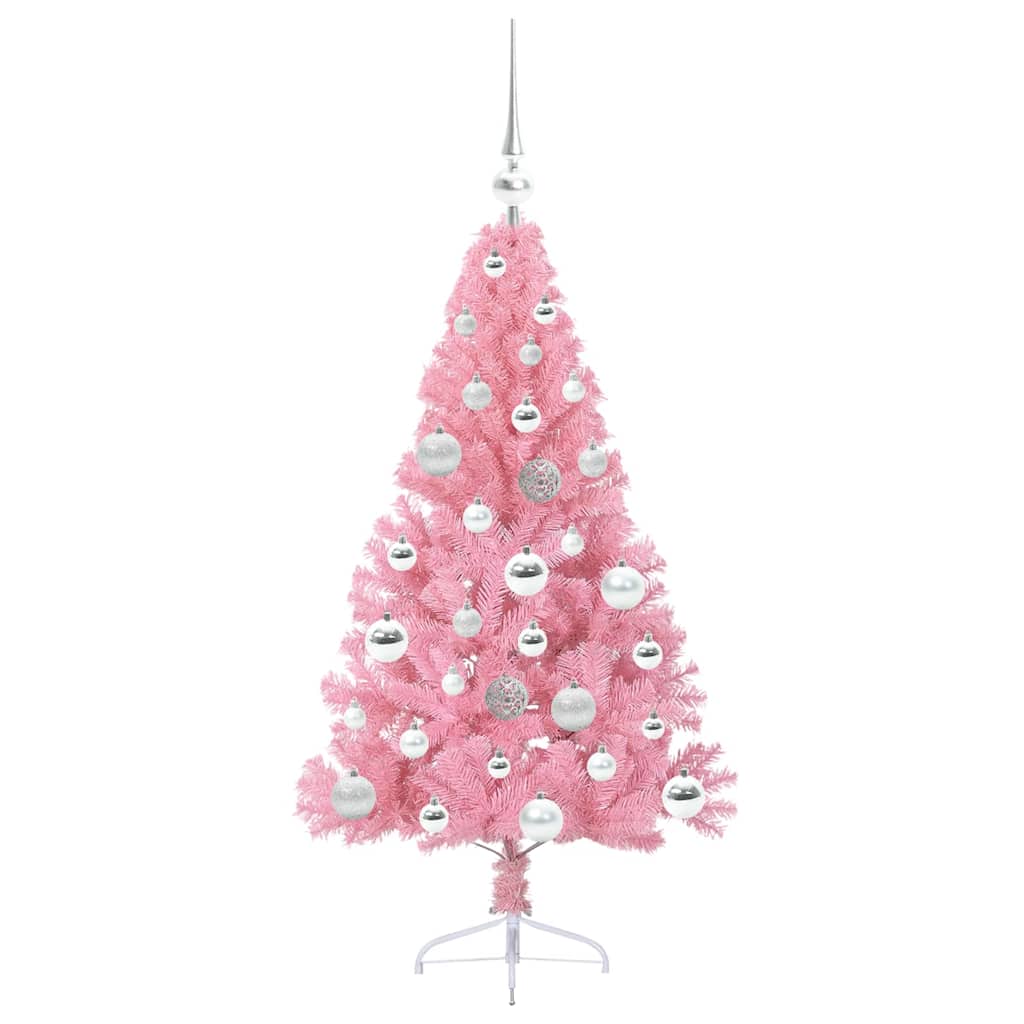 Künstlicher vorbeleuchteter Weihnachtsbaum Rosa 120 cm PVC