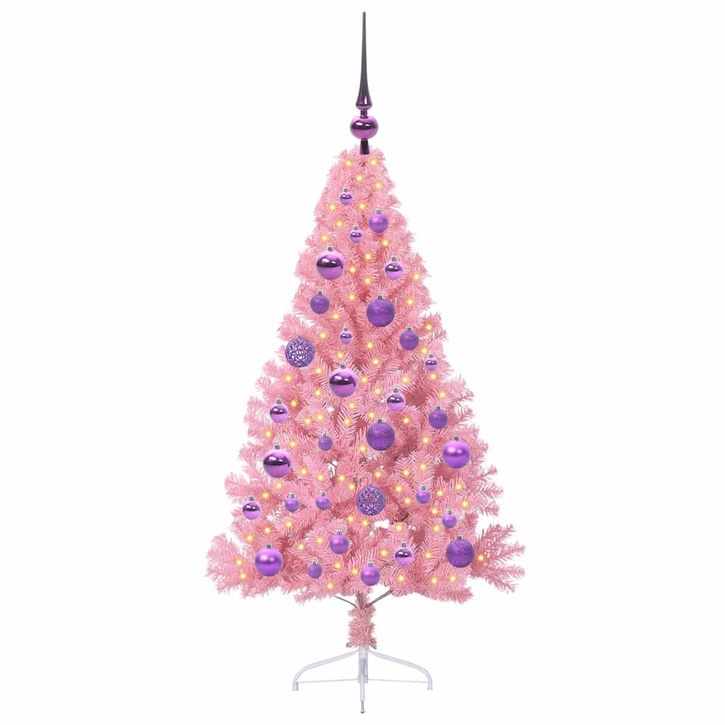 Künstlicher vorbeleuchteter Weihnachtsbaum Rosa 120 cm PVC
