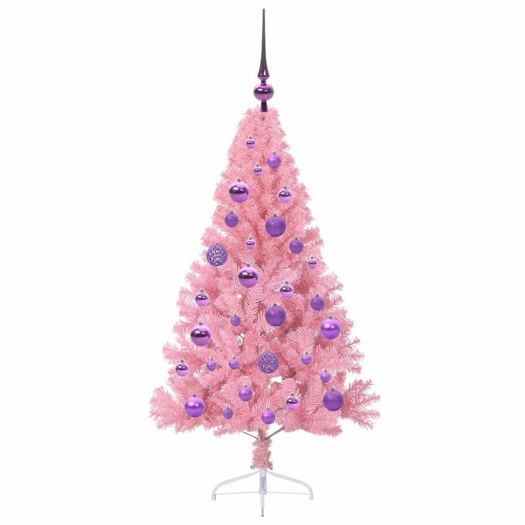 Künstlicher vorbeleuchteter Weihnachtsbaum Rosa 120 cm PVC