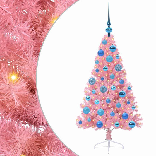 Künstlicher vorbeleuchteter Weihnachtsbaum Rosa 120 cm PVC