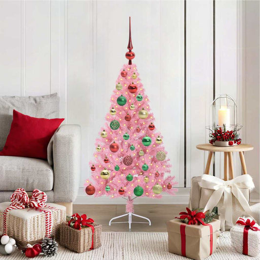 Künstlicher vorbeleuchteter Weihnachtsbaum Rosa 120 cm PVC