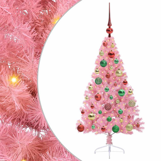 Künstlicher vorbeleuchteter Weihnachtsbaum Rosa 120 cm PVC