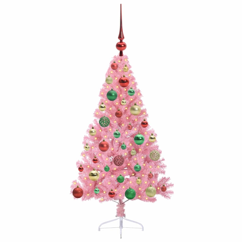 Künstlicher vorbeleuchteter Weihnachtsbaum Rosa 120 cm PVC