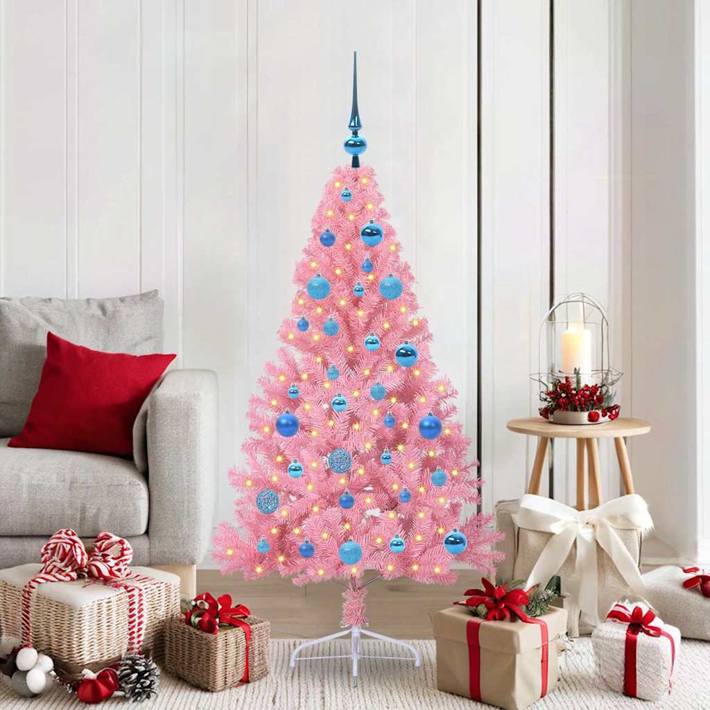 Künstlicher vorbeleuchteter Weihnachtsbaum Rosa 150 cm PVC