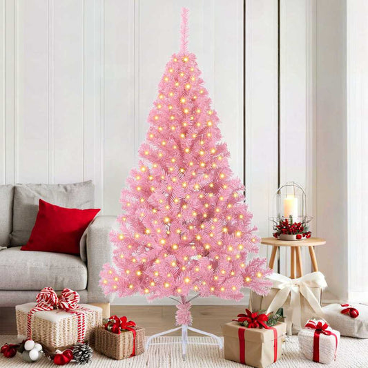 Künstlicher vorbeleuchteter Weihnachtsbaum Rosa 180 cm PVC