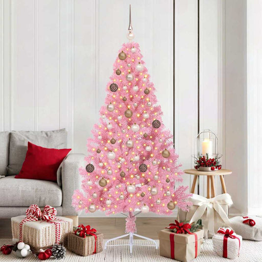 Künstlicher vorbeleuchteter Weihnachtsbaum Rosa 180 cm PVC