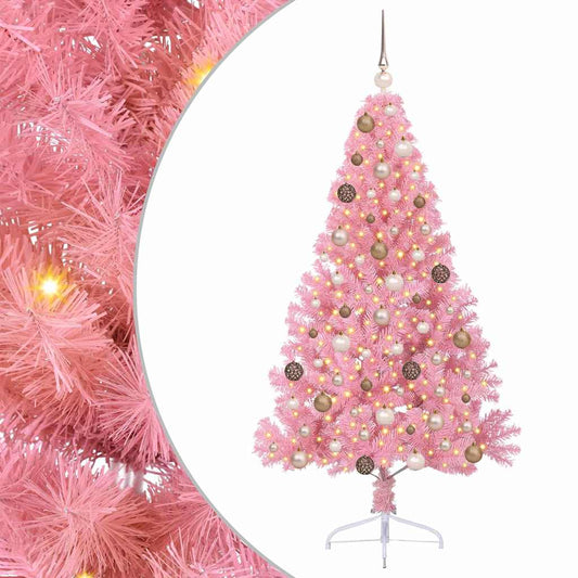Künstlicher vorbeleuchteter Weihnachtsbaum Rosa 180 cm PVC