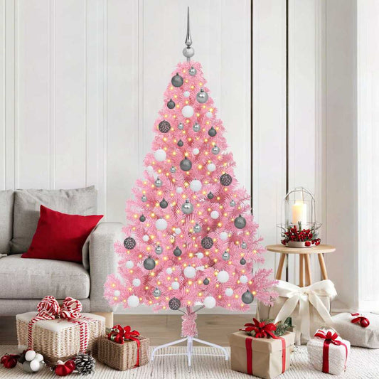 Künstlicher vorbeleuchteter Weihnachtsbaum Rosa 180 cm PVC