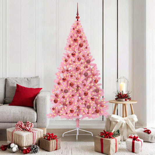 Künstlicher vorbeleuchteter Weihnachtsbaum Rosa 180 cm PVC