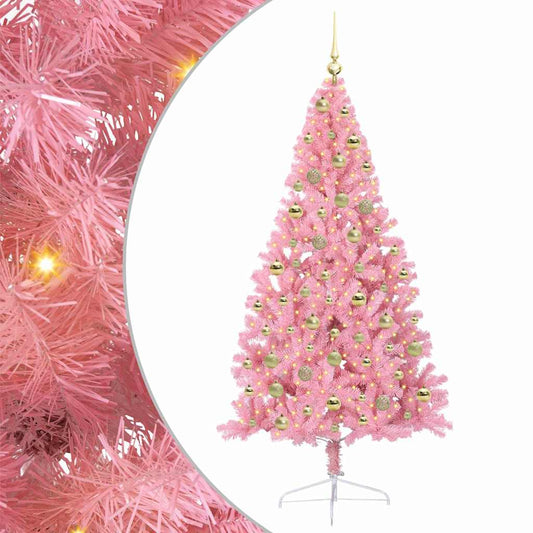 Künstlicher vorbeleuchteter Weihnachtsbaum Rosa 180 cm PVC