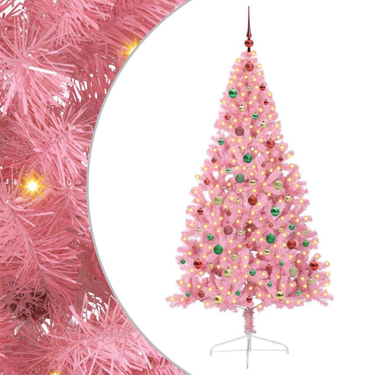 Künstlicher vorbeleuchteter Weihnachtsbaum Rosa 180 cm PVC
