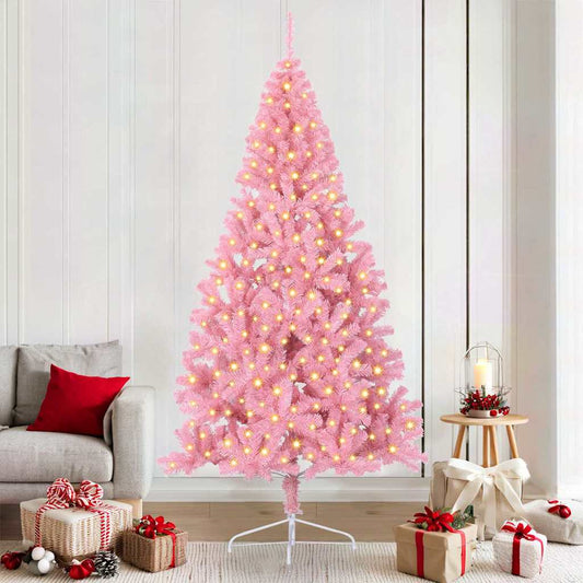Künstlicher vorbeleuchteter Weihnachtsbaum Rosa 210 cm PVC