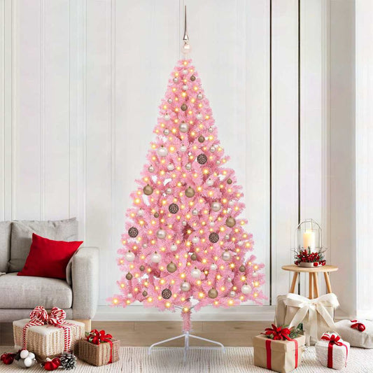 Künstlicher vorbeleuchteter Weihnachtsbaum Rosa 210 cm PVC