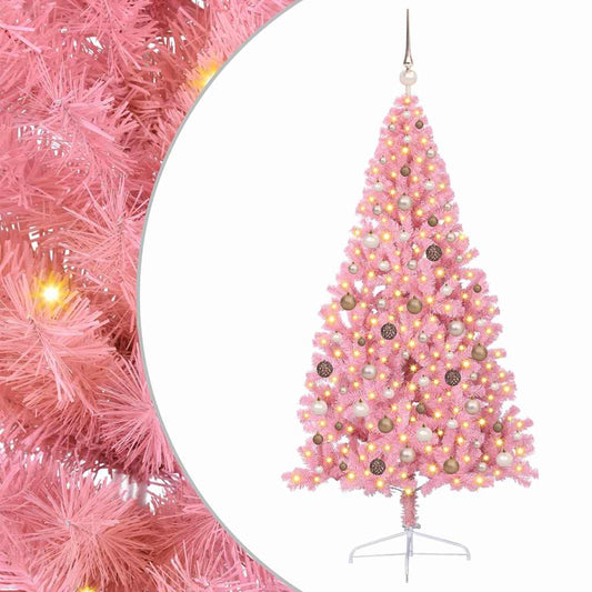 Künstlicher vorbeleuchteter Weihnachtsbaum Rosa 210 cm PVC