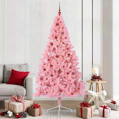 Künstlicher vorbeleuchteter Weihnachtsbaum Rosa 210 cm PVC