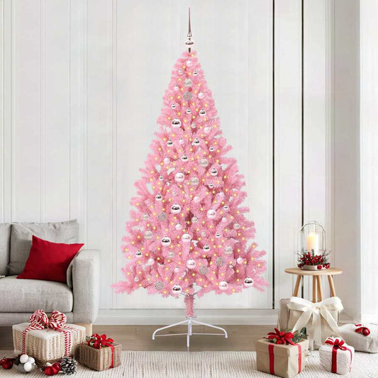 Künstlicher vorbeleuchteter Weihnachtsbaum Rosa 210 cm PVC