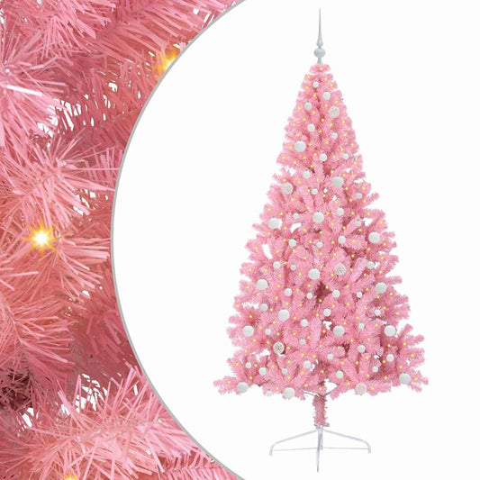 Künstlicher vorbeleuchteter Weihnachtsbaum Rosa 210 cm PVC