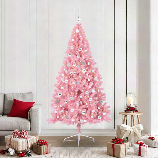 Künstlicher vorbeleuchteter Weihnachtsbaum Rosa 210 cm PVC
