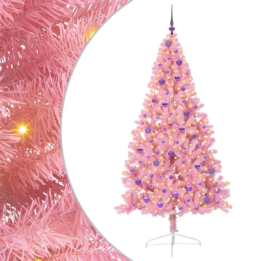 Künstlicher vorbeleuchteter Weihnachtsbaum Rosa 210 cm PVC