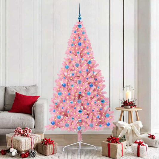 Künstlicher vorbeleuchteter Weihnachtsbaum Rosa 210 cm PVC