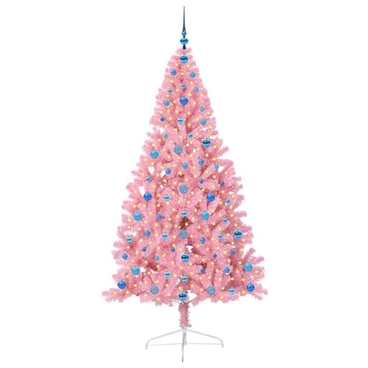 Künstlicher vorbeleuchteter Weihnachtsbaum Rosa 210 cm PVC