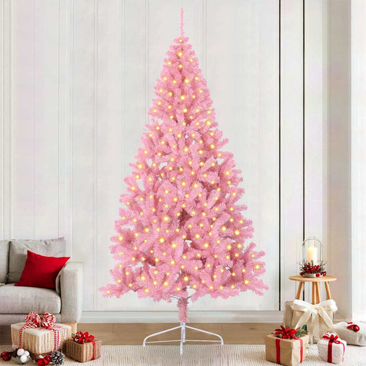 Künstlicher vorbeleuchteter Weihnachtsbaum Rosa 240 cm PVC