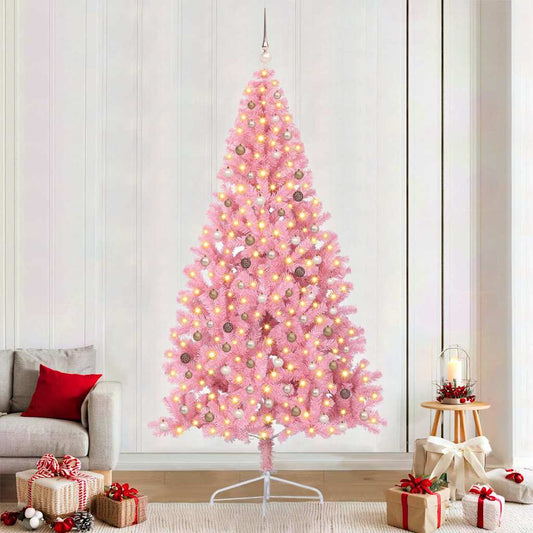 Künstlicher vorbeleuchteter Weihnachtsbaum Rosa 240 cm PVC