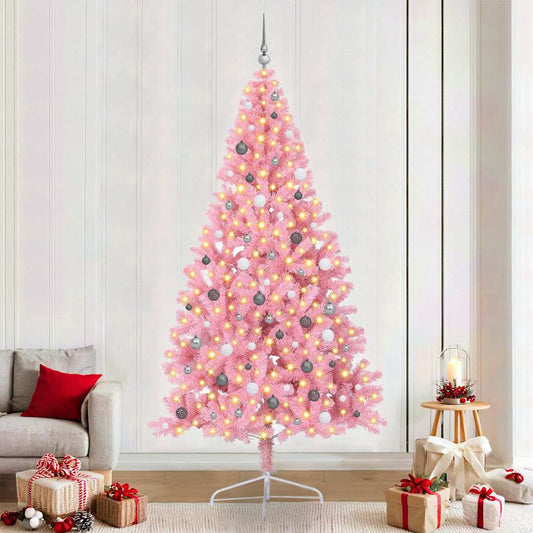 Künstlicher vorbeleuchteter Weihnachtsbaum Rosa 240 cm PVC