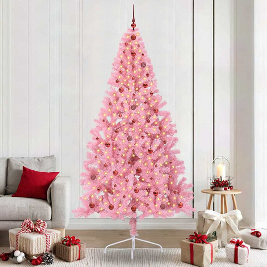 Künstlicher vorbeleuchteter Weihnachtsbaum Rosa 240 cm PVC